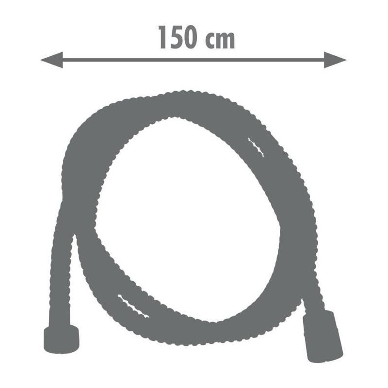 Flexible de douche - ROUSSEAU - Raccord universel - Format compact - Écrous métal - Longueur 1m50 - Inox chromé simple agrafa