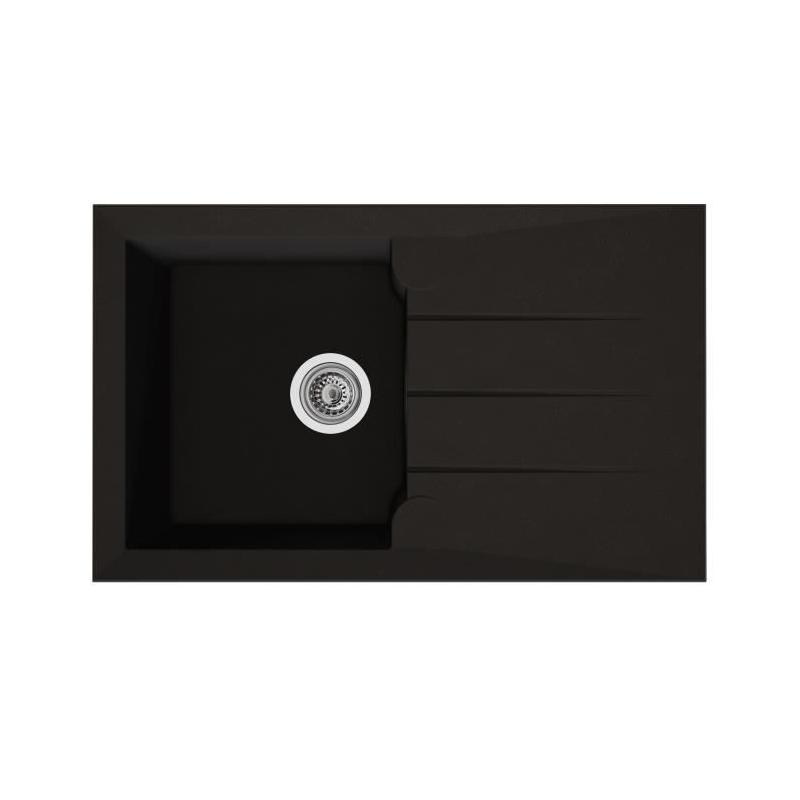 Evier - Résine BMC - Noir - A encastrer - STRADOUR - Alineo 1C - 81 x 50 cm