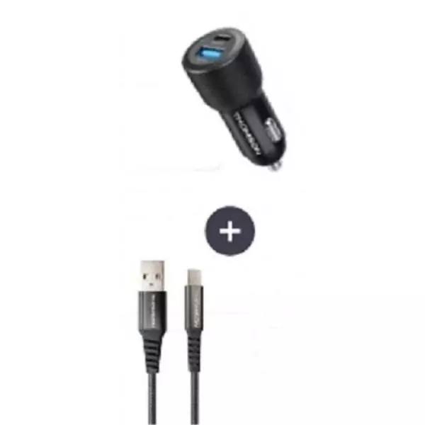Pack chargeur + câble - THOMSON - Chargeur de voiture 60 W - Câble USB-A vers C 3A - longueur 1.5 m