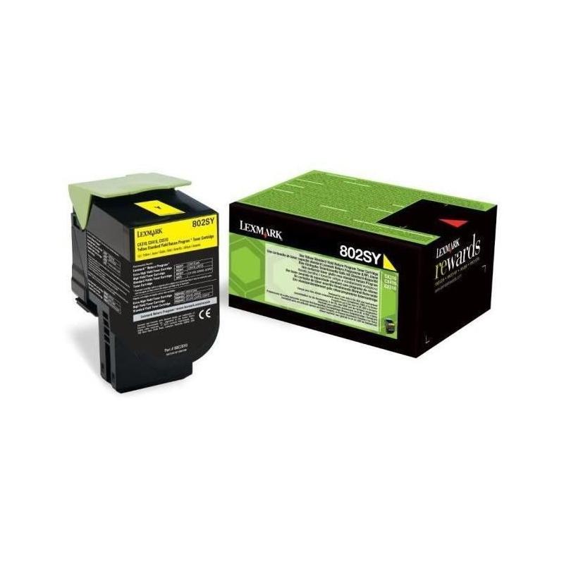 Cartouche de toner jaune Lexmark 802SY - 80C2SY0 - jusqu'a 2 000 pages