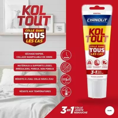Colle de fixation et d'étanchéité - CYANOLIT Cristal 125ml - Transparent & flexible Colle de fixation et d'étanchéité - CYANOLIT Cristal 125ml - Transparent & flexible