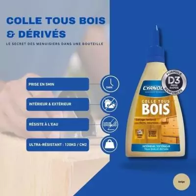 Colle bois haute résistance - 290 g - Pour bois et dérivés Colle bois haute résistance - 290 g - Pour bois et dérivés