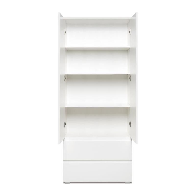 Armoire IMAGE7 - 2 portes + 2 tiroirs - Blanc Mat - L80 x H191 x P40 cm