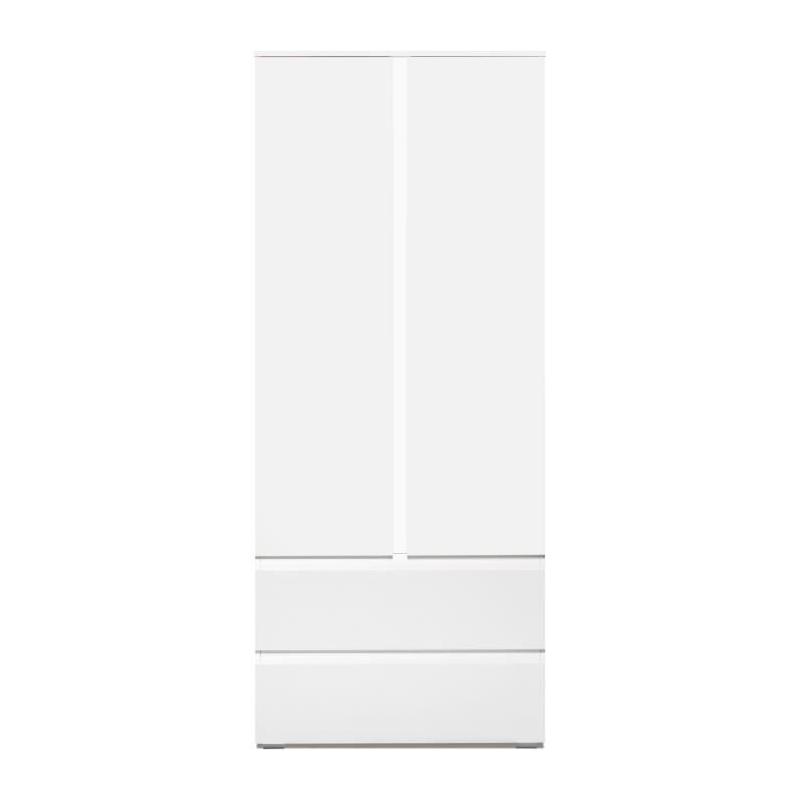 Armoire IMAGE7 - 2 portes + 2 tiroirs - Blanc Mat - L80 x H191 x P40 cm