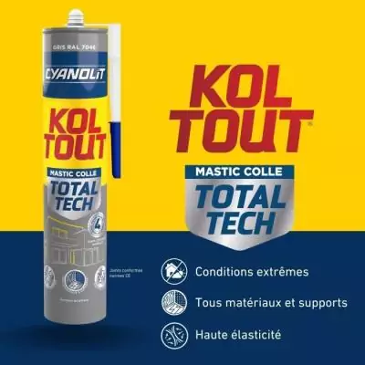 Colle de fixation et d'étanchéité Total tech - Gris - 290 ml - Résistant et flexible