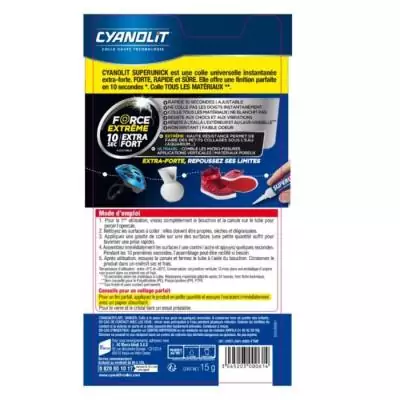 Colle réparatrice haute résistance - CYANOLIT Super unick instant pro 20g
