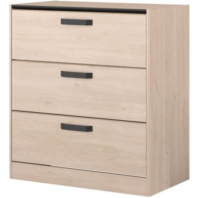 Commode - ZODIAC - 3 tiroirs - Chene et noir - L80 x P44 x H88 cm - PARISOT