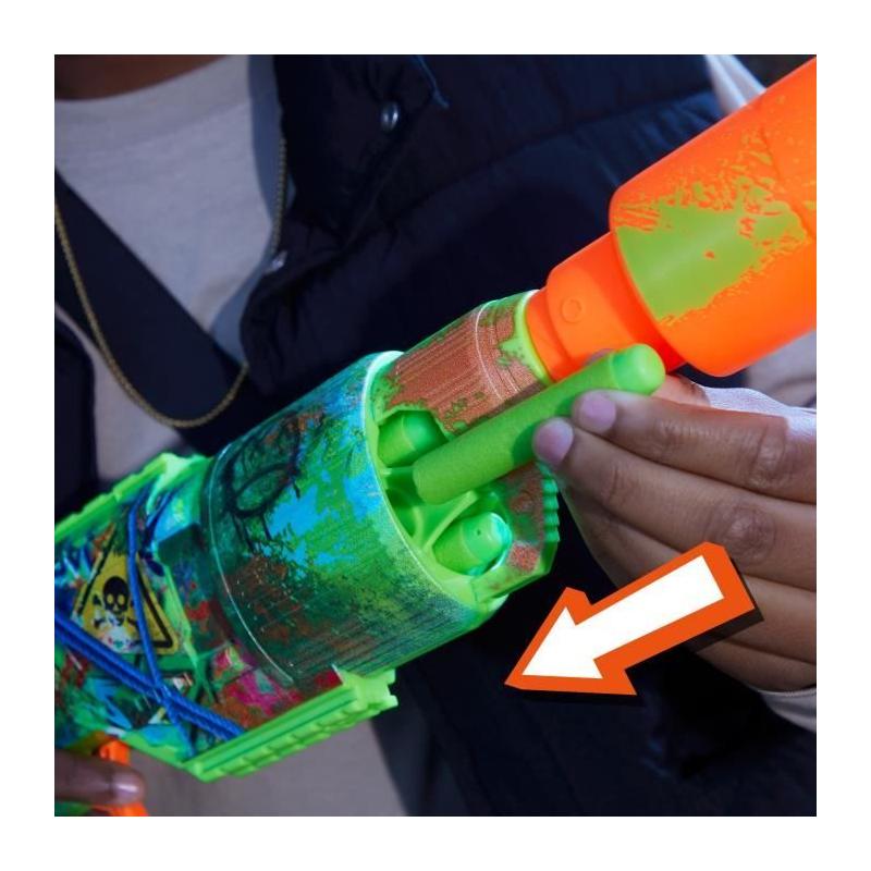 Nerf Zombie Driller, Blaster a fléchettes, cylindre rotatif, Des 8 ans