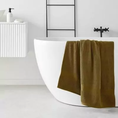 Drap de bain 100% coton bronze 70x130 cm - Essentiel du jour Drap de bain 100% coton bronze 70x130 cm - Essentiel du jour