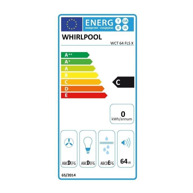 Hotte intégrable extracteur Whirlpool WCT64FLSX - Inox