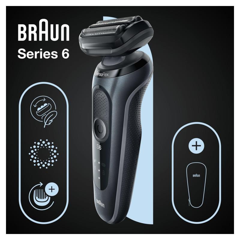 Braun Series 6 61-N1000s Rasoir à grille Noir, Gris