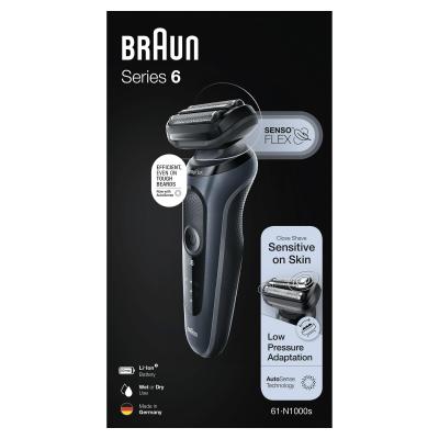 Braun Series 6 61-N1000s Rasoir à grille Noir, Gris