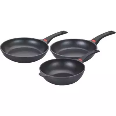 Batterie de cuisine - Tous feux dont induction - Baumalu - Fonte d'aluminium - Anti-adhésif - 3 pieces - Noir