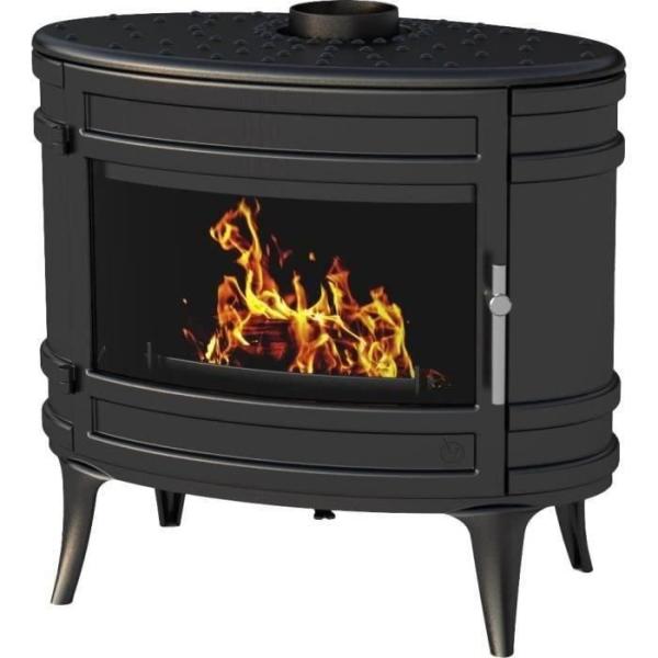 Poele a bois en fonte INVICTA Mandor - Puissance optimale: 12 kW - Max: 18kW - Bûches 33 cm max - Fabriqué en France - Ecodesg