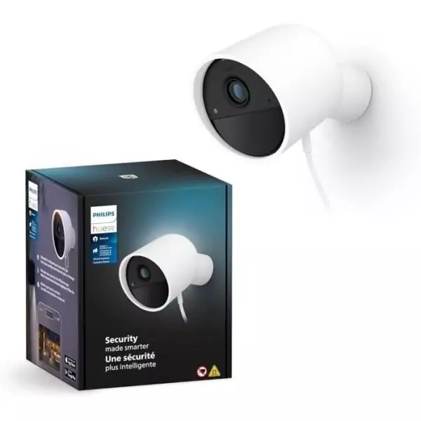 Caméra filaire - Philips Hue - Secure - HD 1080P - Intérieure ou extérieure - Contrôle avec une seule application - Blanc