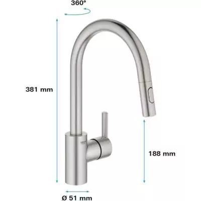 Robinet de Cuisine GROHE - Design Mono Commande Robinet de Cuisine GROHE - Design Mono Commande