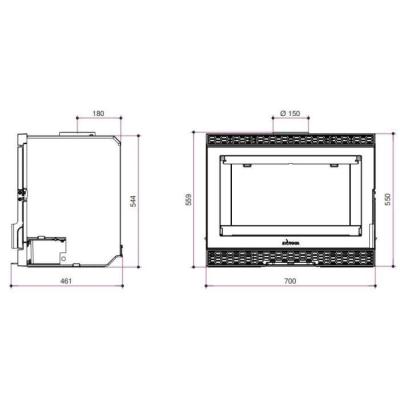 Insert a bûches - INVICTA - Sirocco convection naturemme - 8 KW - En fonte - Bûches 58 cm max