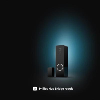 Capteur de contact - Philips Hue - Secure - Noir - Installation facile - Contrôle via application Hue