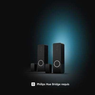 Capteurs de contact - Philips Hue - Secure - x 2 - Noir - Installation facile - Contrôle via application