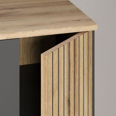 Bahut - Esteban - En panneaux de particules - Chene blond / gris anthracite - 3 portes - 1 tiroir - Scandinave - Trendteam