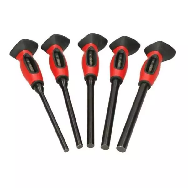 Jeu de 5 chasse-goupilles - KS TOOLS - 156.0222F - Chasse clou brunis - Goupille avec poignée - Avec systeme anti-vibrations