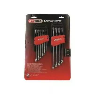 Ensemble de 10 clés mixtes KS TOOLS - Métriques 8 à 19mm - Support inclus