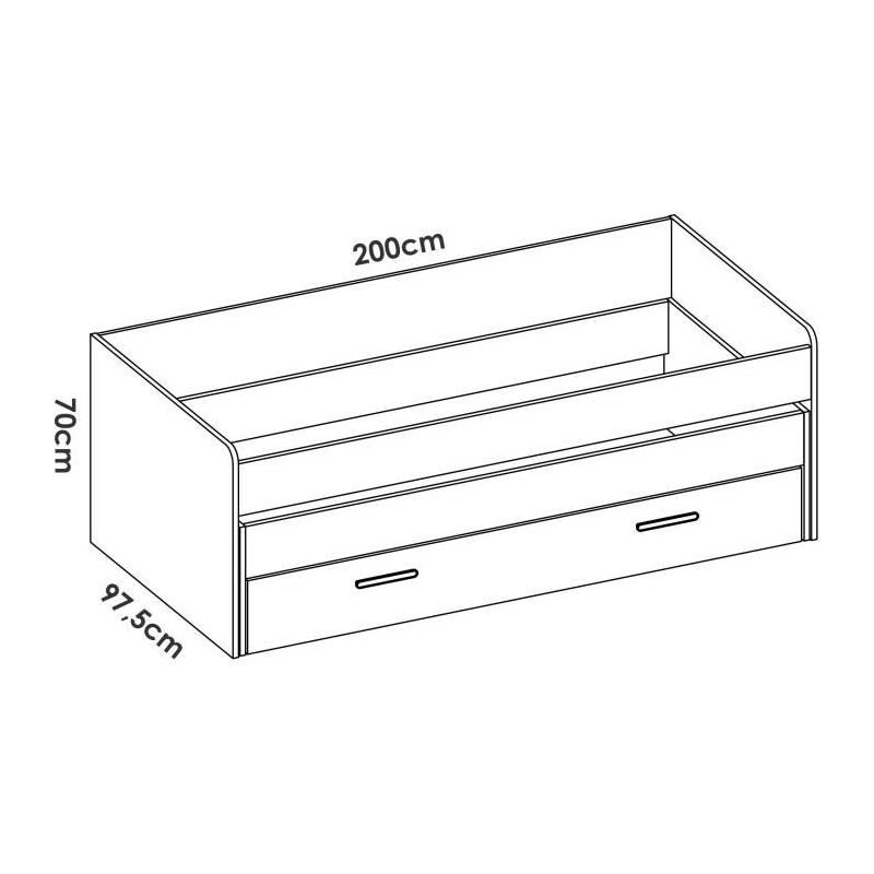 Lit gigogne PEMA - 90 x 200 cm - Blanc / imitation lamelles