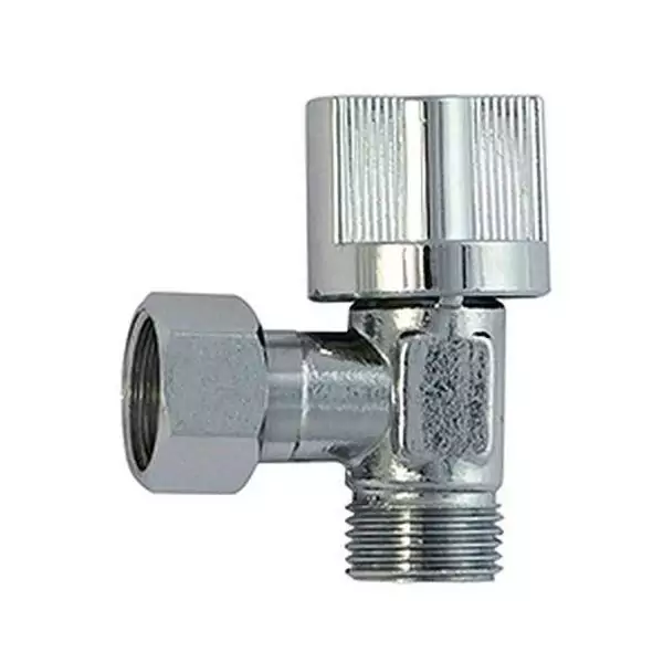 Robinet d'arret équerre - ROUSSEAU - 3/8 mâle/femelle - 1/4T - Laiton chromé