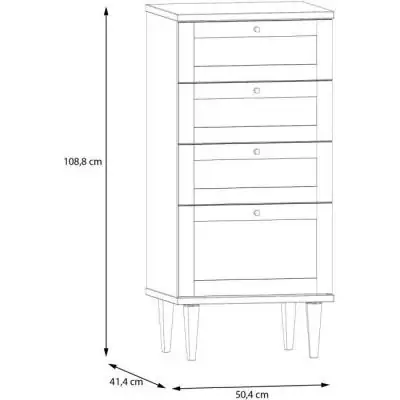 Commode élégante avec 4 tiroirs en Chêne - 50,4 x 41,4 x 108,8 cm