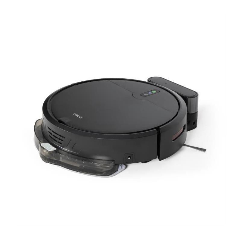 Aspirateur Robot laveur connecté - LIVOO - DOH145 WASH'UP - 1000 Pa - 70 min - 2 réservoirs - Noir