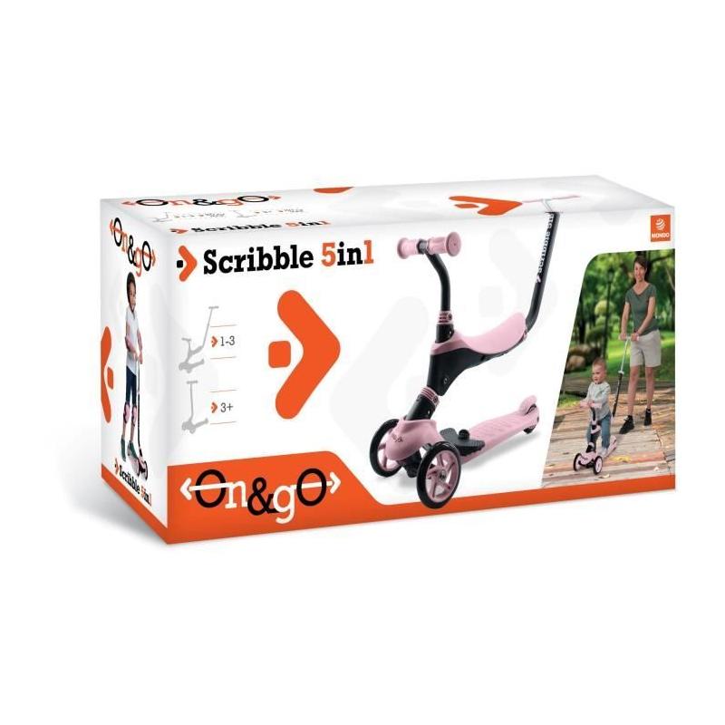 Draisienne - MONDO - On&Go Scribble 5-en-1 - Pliable - Noir / Rose
