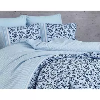 Parure de lit 100% coton renforcé - Bleu Parure de lit 100% coton renforcé - Bleu