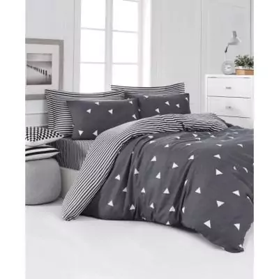 Parure de lit Gris: 1 housse de couette 220x240 + 2 taies 60x60