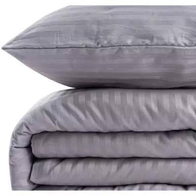 Parure de lit Gris 220x240cm + 2 taies 60x60cm - Polyester/Coton Parure de lit Gris 220x240cm + 2 taies 60x60cm - Polyester/Coton