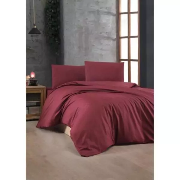 Parure de lit - 1 housse de couette 220 x 240 cm + 2 taies d'oreiller 60 x 60 cm - 100% coton renforcé - Rouge