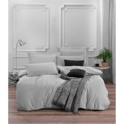 Parure de lit - 1 housse de couette 220 x 240 cm + 2 taies d'oreiller 60 x 60 cm - 65% coton, 35% polyester - Gris