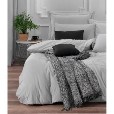 Parure de lit - 1 housse de couette 220 x 240 cm + 2 taies d'oreiller 60 x 60 cm - 65% coton, 35% polyester - Gris