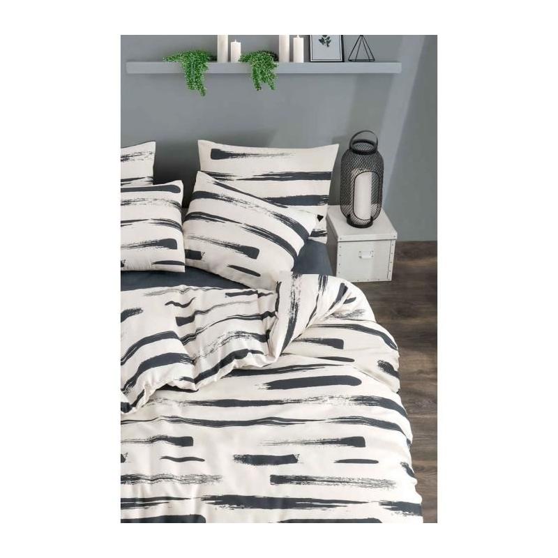 Parure de lit - 1 housse de couette 220 x 240 cm + 2 taies d'oreiller 60 x 60 cm - 65% coton, 35% polyester - Blanc