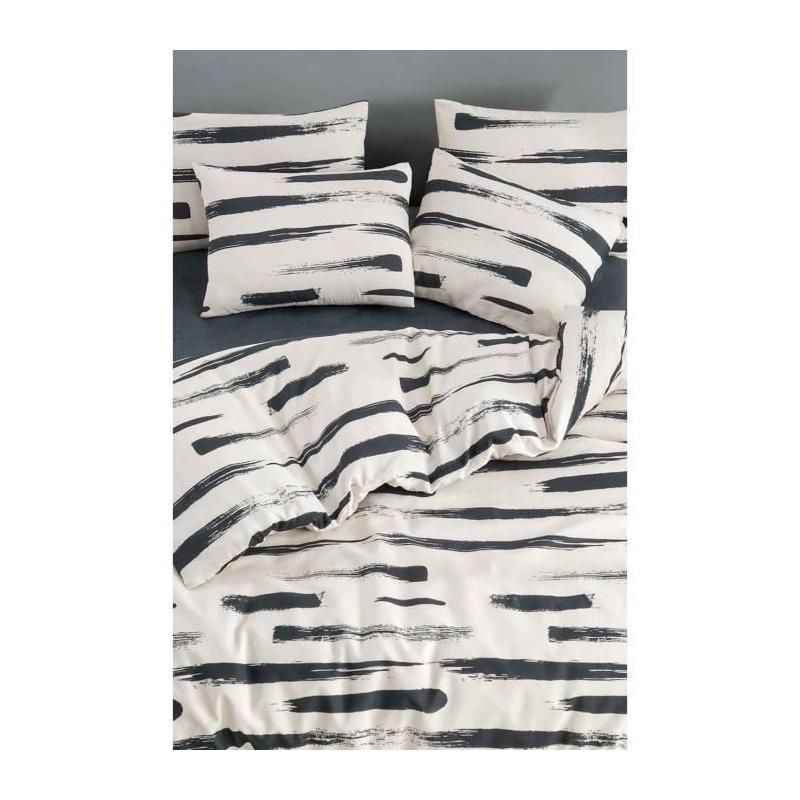 Parure de lit - 1 housse de couette 220 x 240 cm + 2 taies d'oreiller 60 x 60 cm - 65% coton, 35% polyester - Blanc