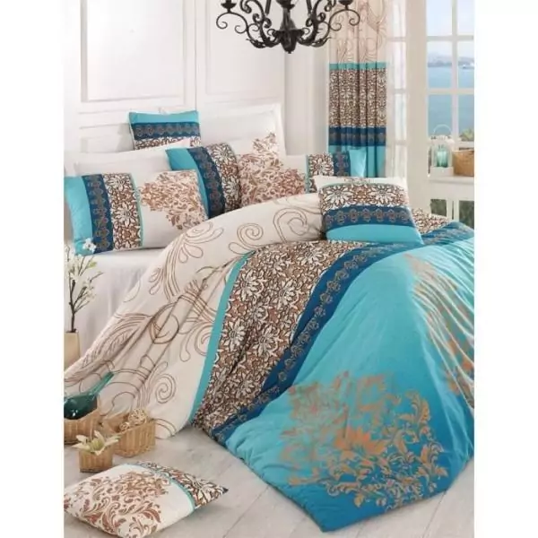 Parure de lit - 1 housse de couette 220 x 240 cm + 2 taies d'oreiller 60 x 60 cm - 100% coton renforcé - Turquoise