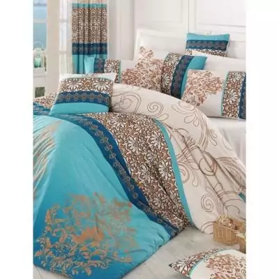 Parure de lit turquoise 100% coton renforcé - 220x240cm + 2 taies - PARURE DE COUETTE Parure de lit turquoise 100% coton renforcé - 220x240cm + 2 taies - PARURE DE COUETTE
