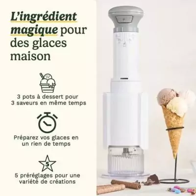 Machine à glace CUISINART ICEFD10E - 3 x 240ml - Sorbetière 250W