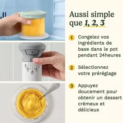 Machine à glace CUISINART ICEFD10E - 3 x 240ml - Sorbetière 250W