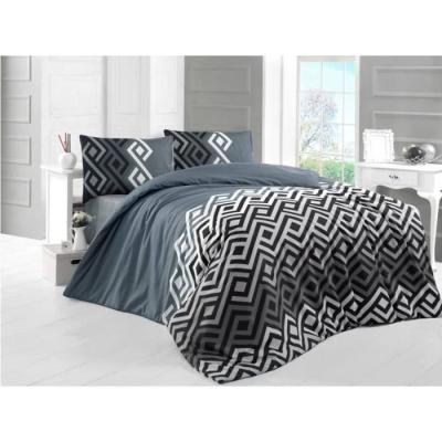 Parure de lit - 1 housse de couette 220 x 240 cm + 2 taies d'oreiller 60 x 60 cm - 65% coton, 35% polyester - Gris