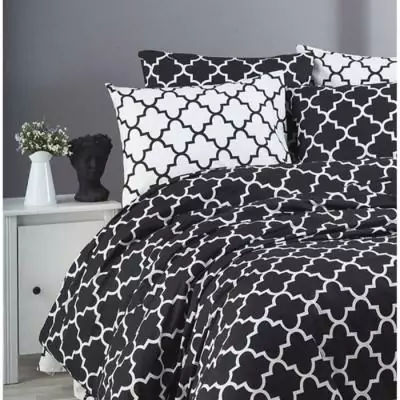Parure de lit 220x240 cm + 2 taies 60x60 cm - Coton renforcé noir Parure de lit 220x240 cm + 2 taies 60x60 cm - Coton renforcé noir