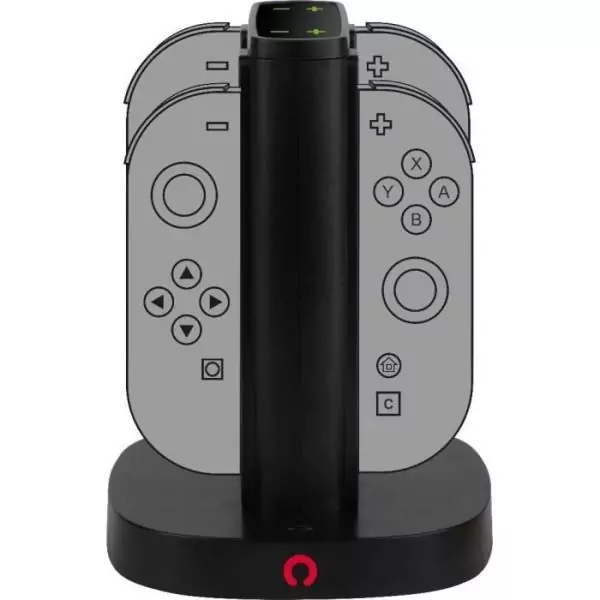 Station de rechargement - KONIX - 2 paires de manettes Joy-Con - Indicateur de charge LED - Connexion USB-A - Noir