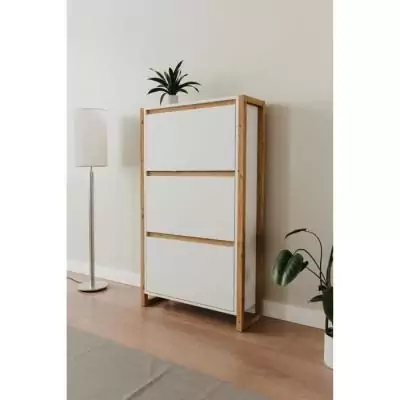 Meuble à chaussures DENVER 49A - Blanc/Chêne - Organisation parfaite