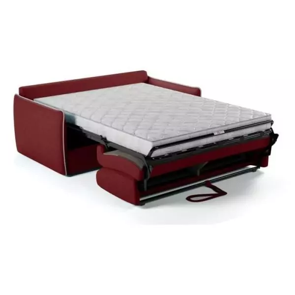 Canapé convertible express - AGATHE - Tissu Rouge - matelas 14cm - 175 x 100 x 87 cm
