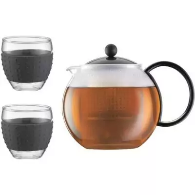 Théière à piston BODUM CHAMBORD SET 1.0L + 2 verres - Parfait pour le thé Théière à piston BODUM CHAMBORD SET 1.0L + 2 verres - Parfait pour le thé