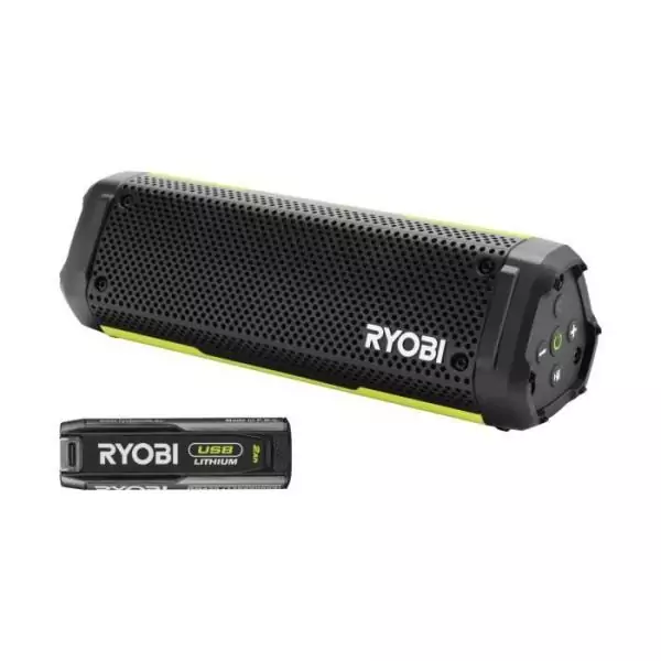 Enceinte Bluetooth - RYOBI - 4V - IP67 - Câble USB-C - 1 batterie 4V 2,0 Ah USB Lithium